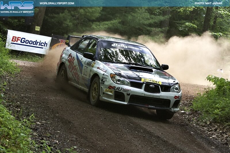 rally car on dirt road