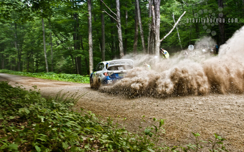 Rally car on dirt road