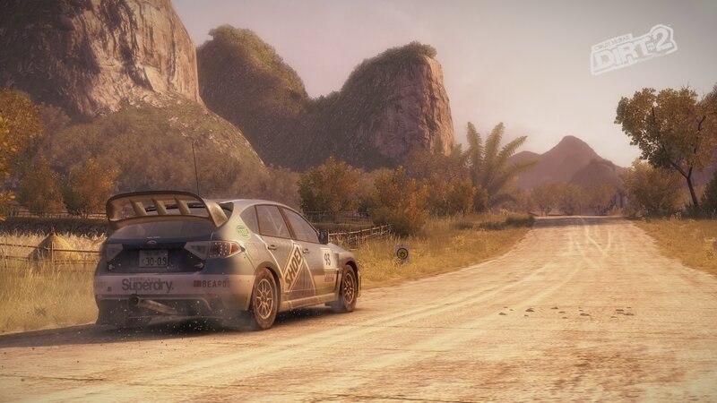 rally car on dirt road
