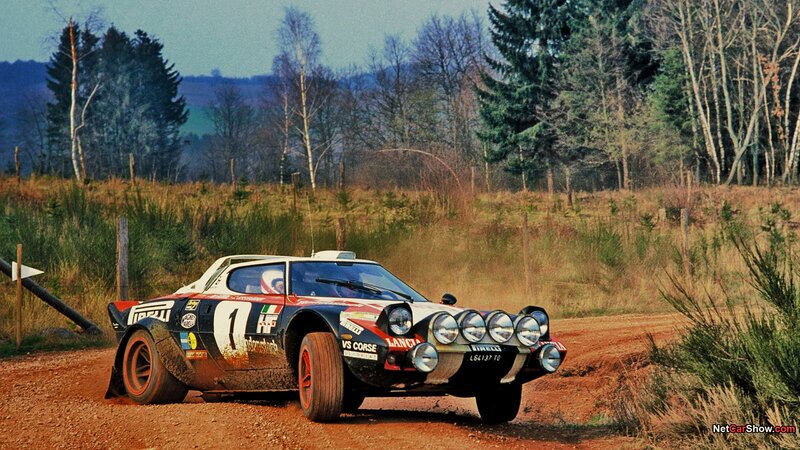rally car on dirt road