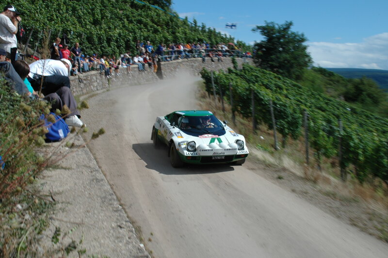 Rally car on dirt road