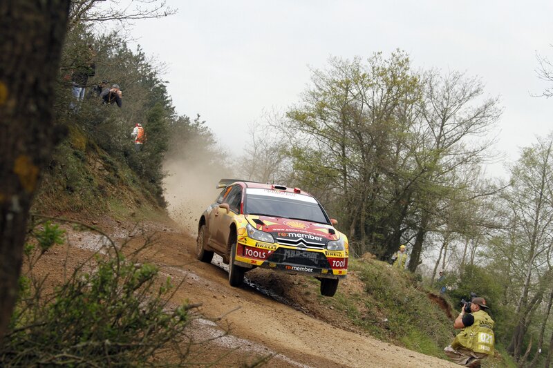 Rally car on dirt road