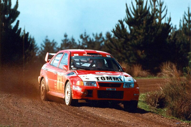 rally car on dirt road