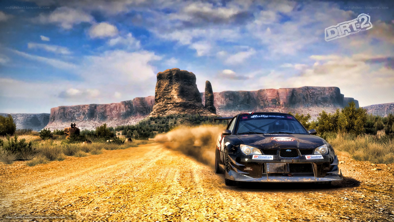 Rally car on dirt road