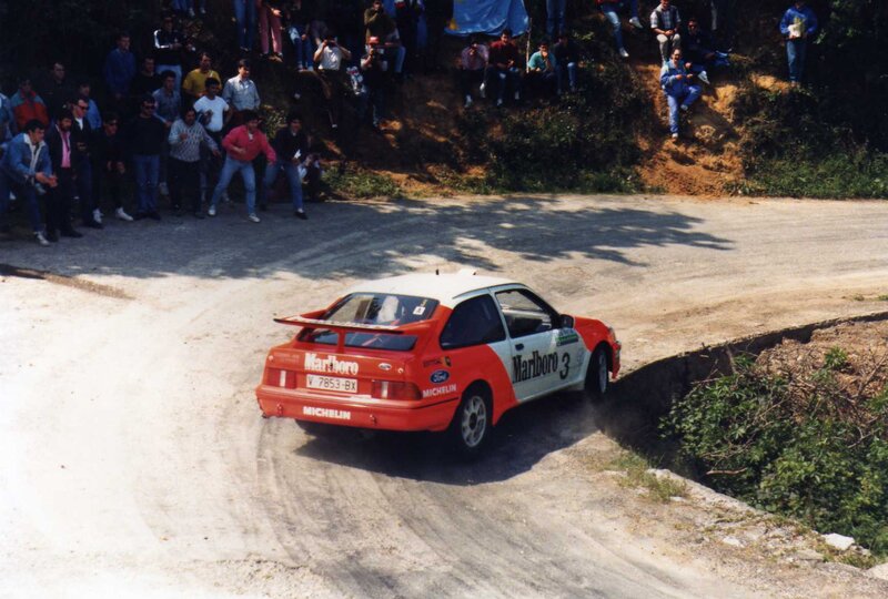 Rally car on dirt road