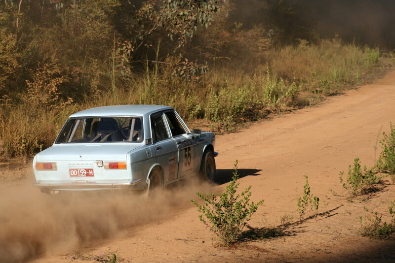 Rally car on dirt road