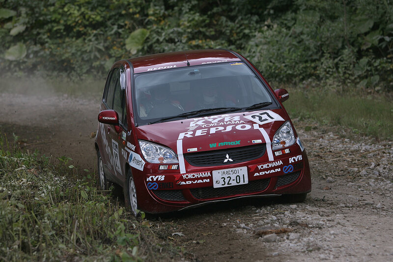 Rally car on dirt road