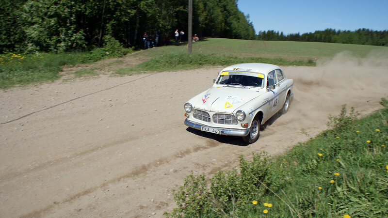 Rally car on dirt road
