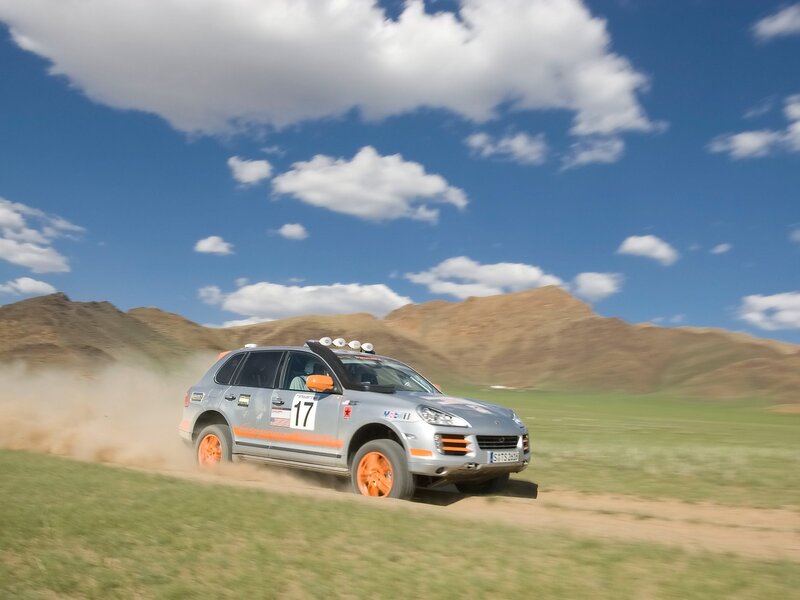 rally car on dirt road