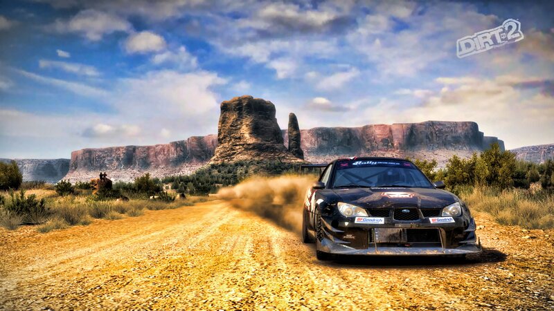Rally car on dirt road