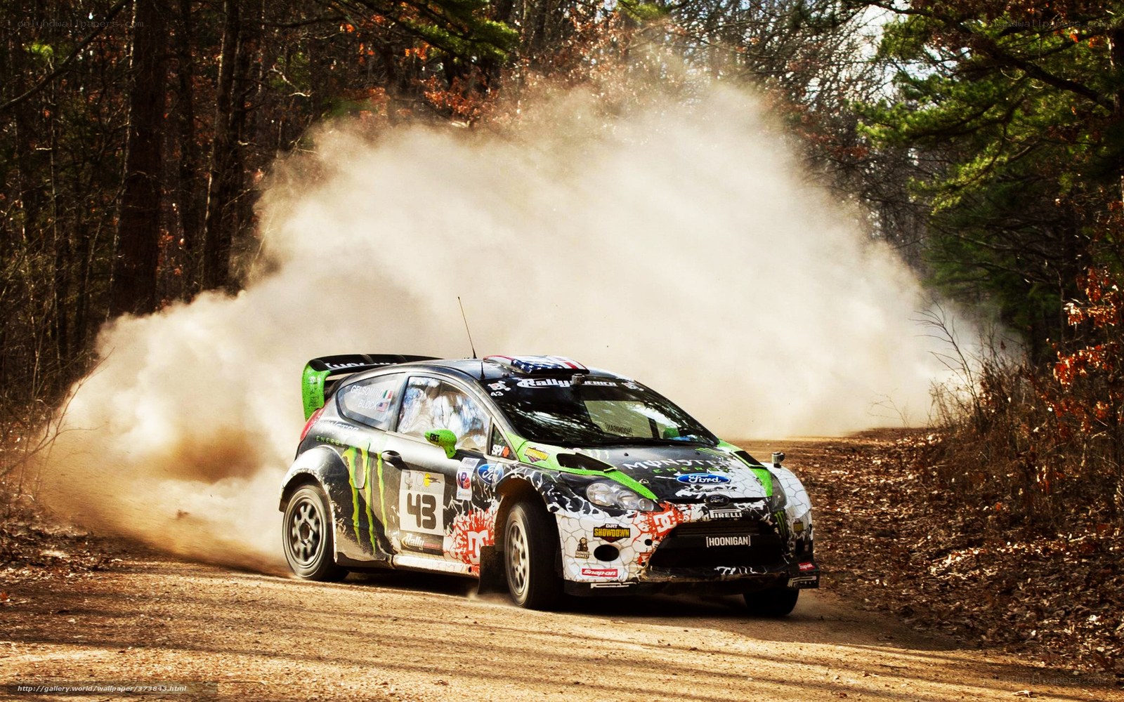Rally car on dirt road