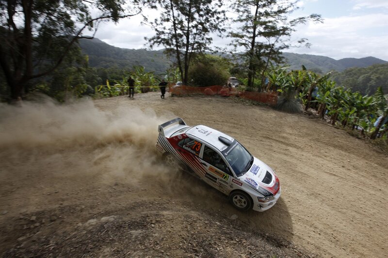 Rally car on dirt road