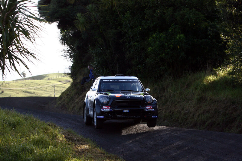 Rally Car on Dirt Road — Black, Dramatic