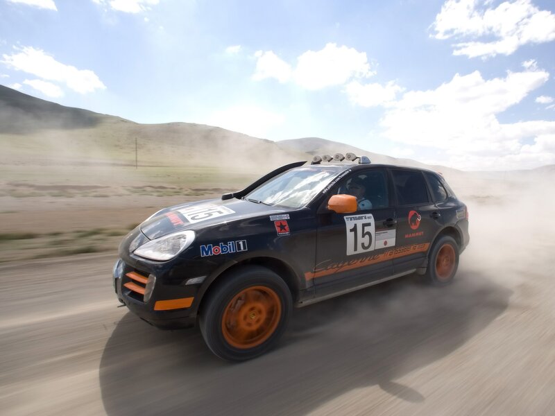 Rally Car on Dirt Road — Black, Dynamic, Afternoon, Photograph, Dust