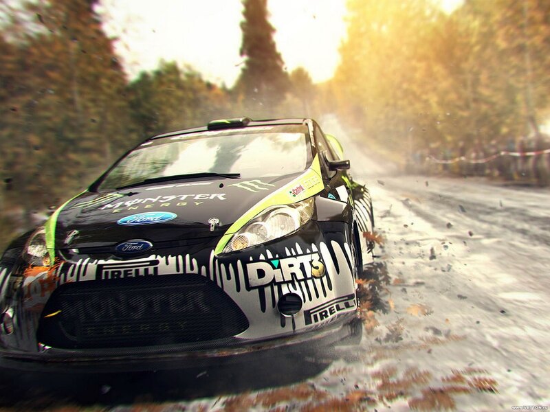 Rally Car on Dirt Road — Black, Dynamic