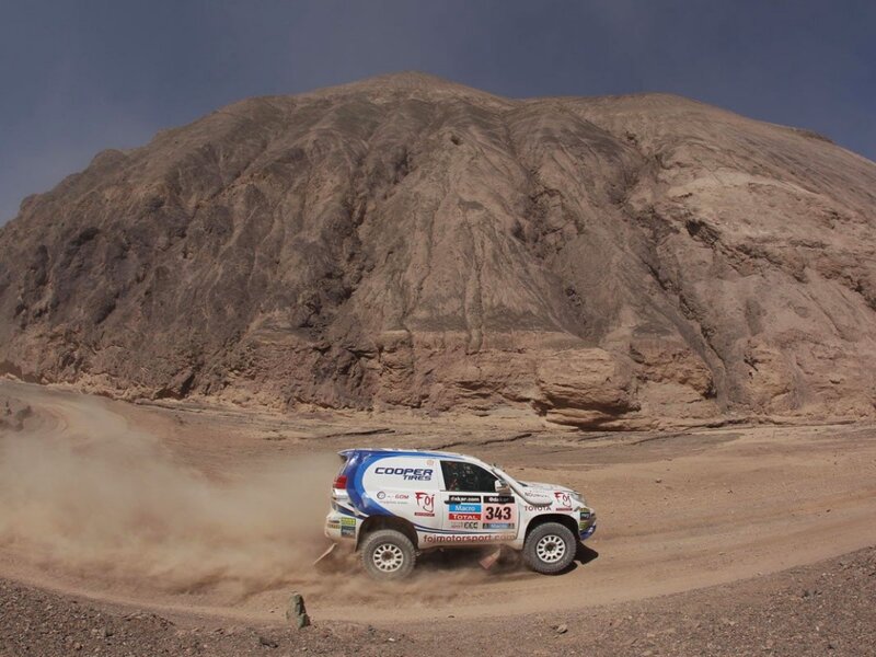 Rally Car on Dirt Road — Brown, Dramatic