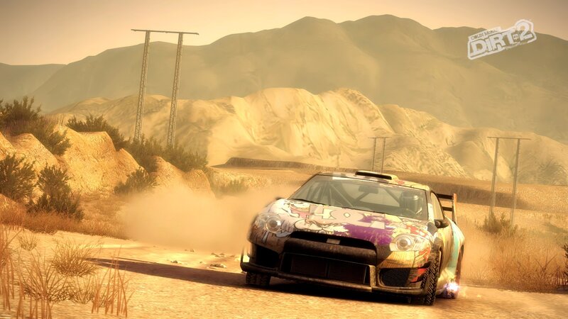 Rally Car on Dirt Road — Brown, Dusty, Arid