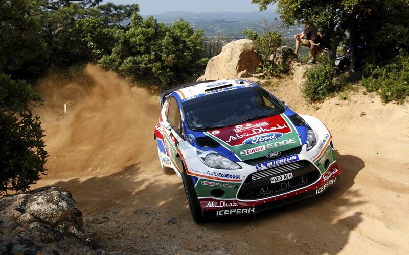 Rally Car on Dirt Road — Brown, Dynamic, Afternoon, Photograph, Dust Cloud