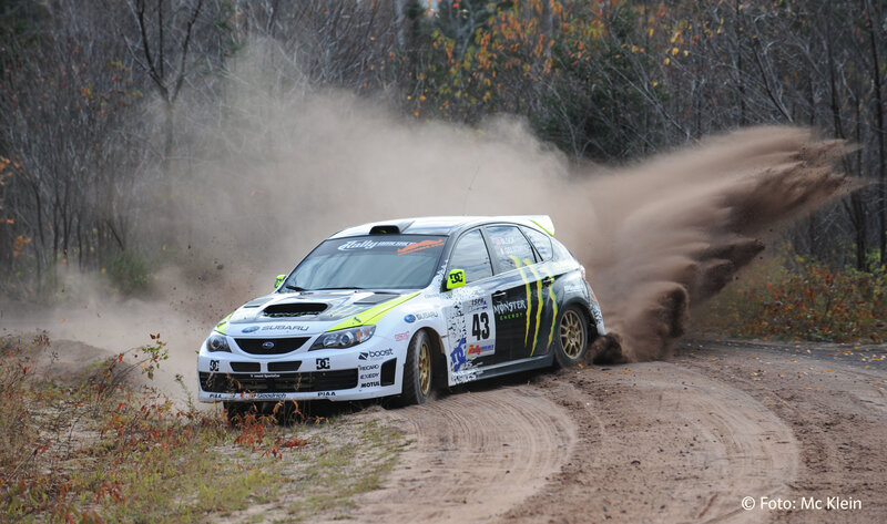 Rally Car on Dirt Road — Brown, Dynamic, Autumn, Photograph, Trees, Dust