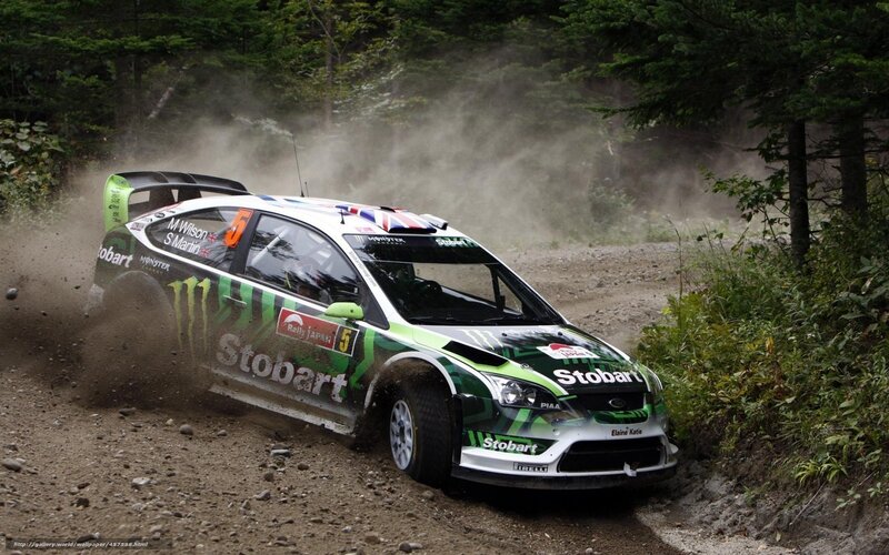 Rally Car on Dirt Road — Green, Dynamic, Photograph, Dirt Road