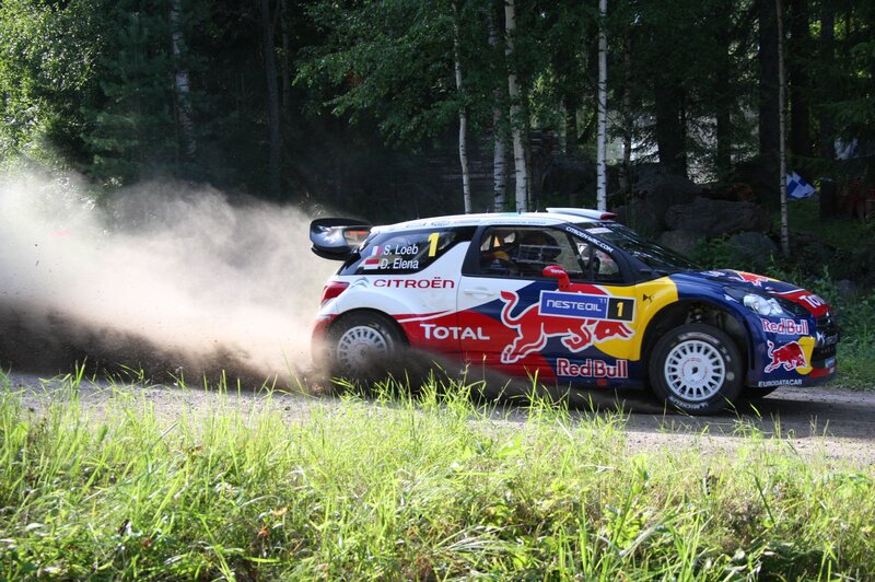 Rally Car on Dirt Road — Green, Dynamic