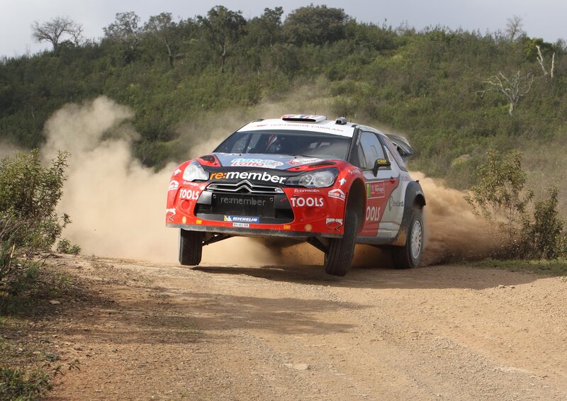 Rally Car on Dirt Road — Red, Dynamic, Afternoon, Photograph, Dirt Road, Trees