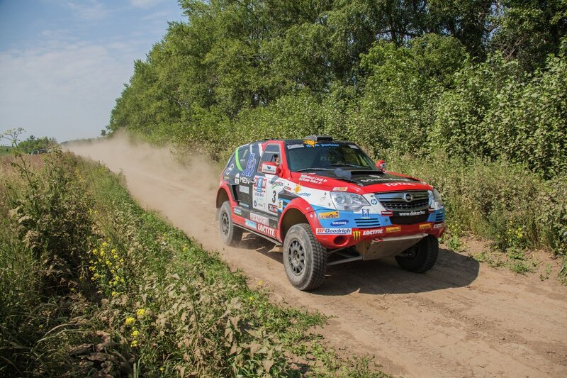 Rally Car on Dirt Road — Red, Dynamic, Afternoon