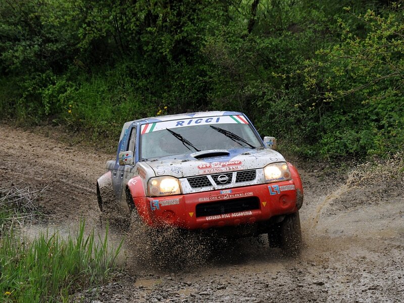 Rally Car on Dirt Road — Red, Dynamic