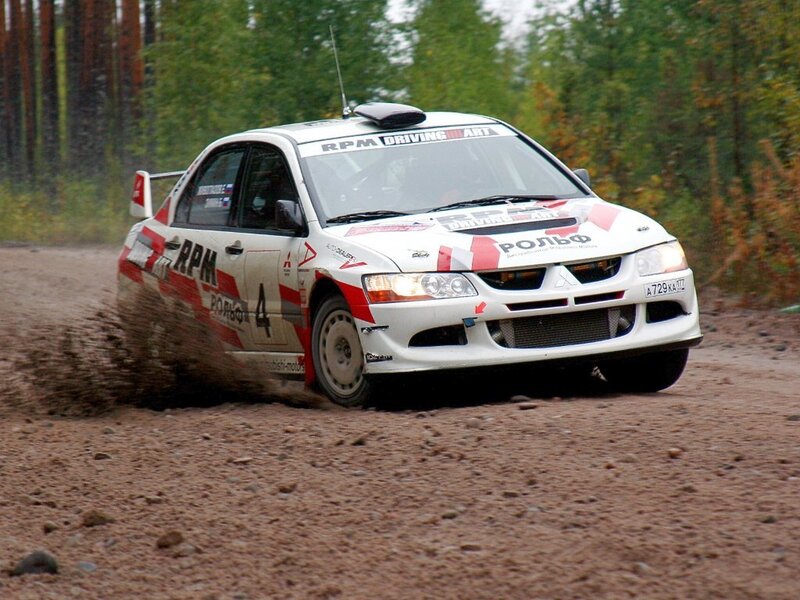 Rally Car on Dirt Road — White, Dynamic