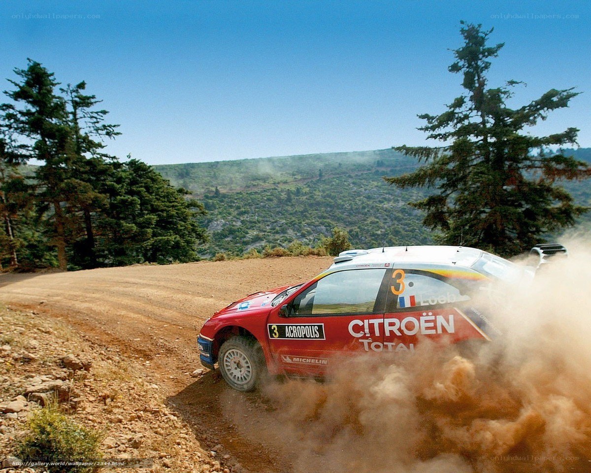 Rally car on dirt road