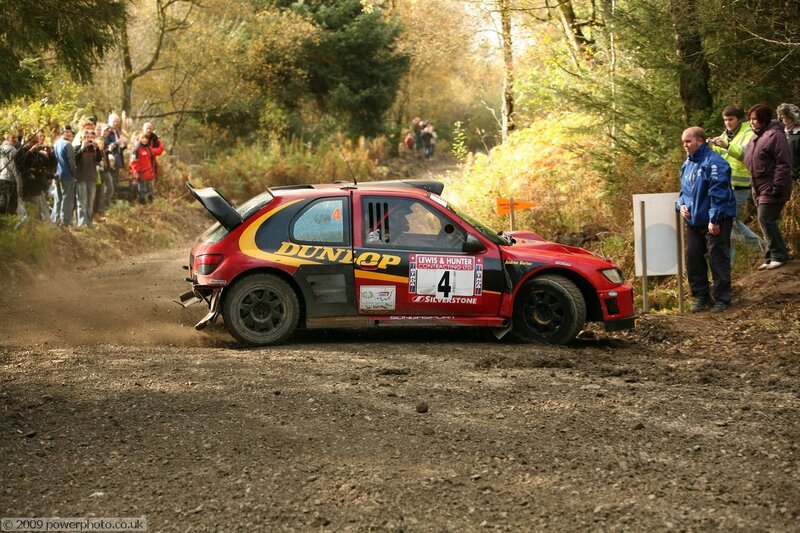 Rally car on dirt track
