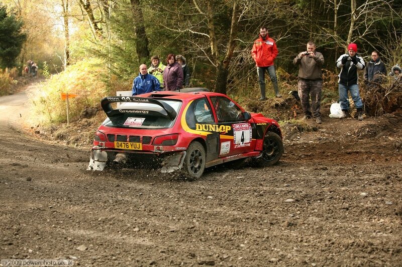 Rally car on dirt track