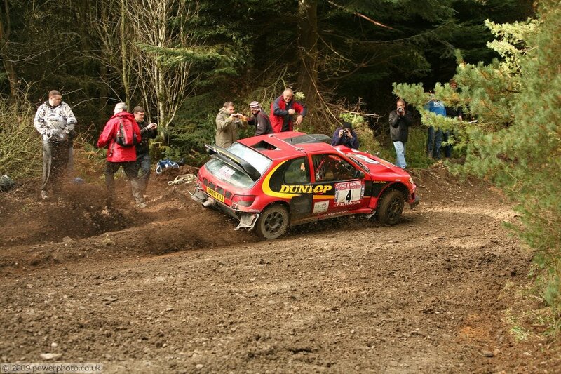 Rally car on dirt track