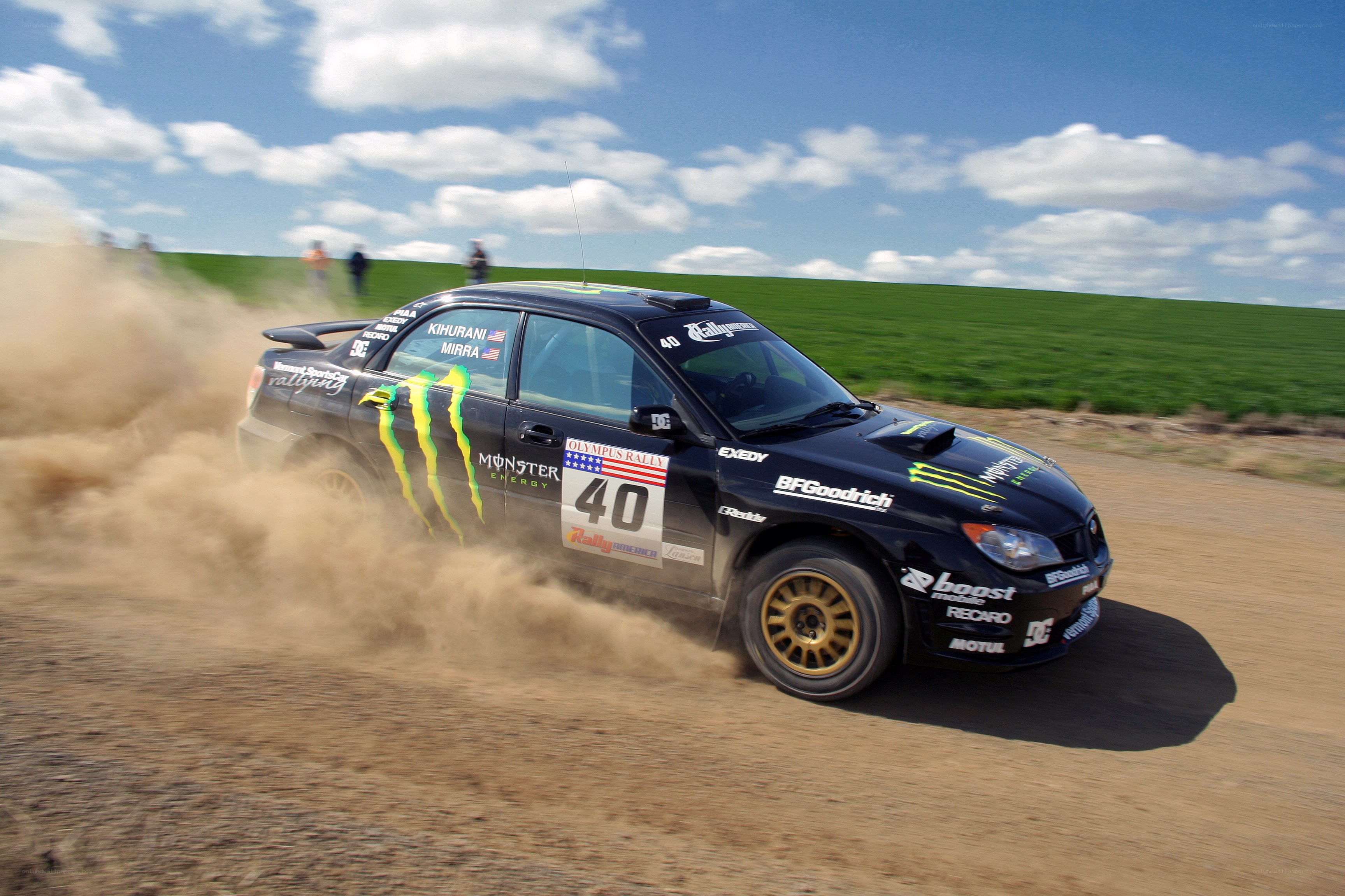 Rally car on dirt track