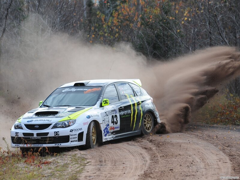 Rally car on dirt track