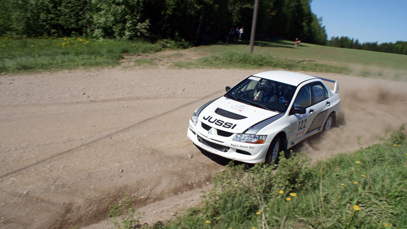 Rally car on dirt track