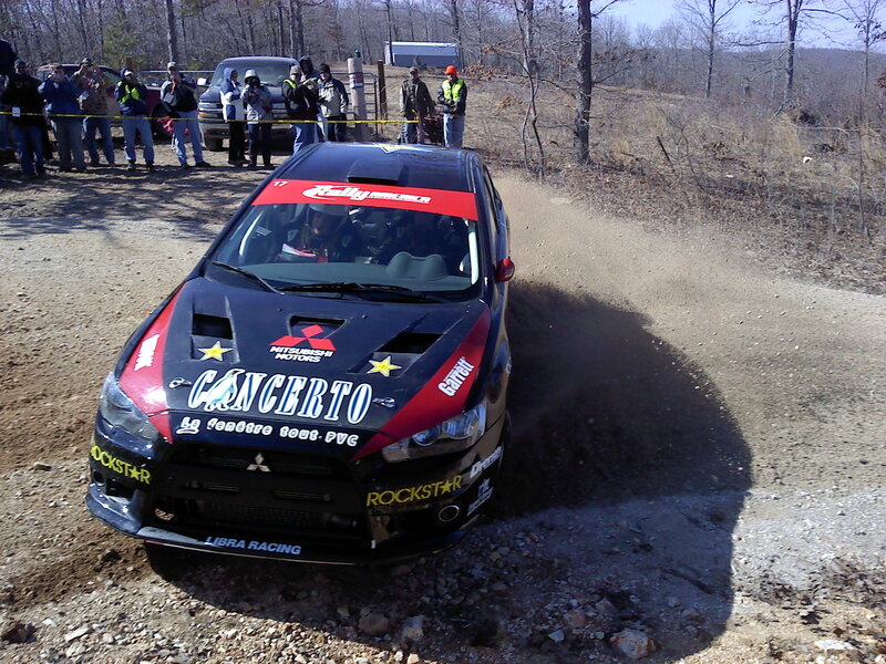 Rally car on dirt track
