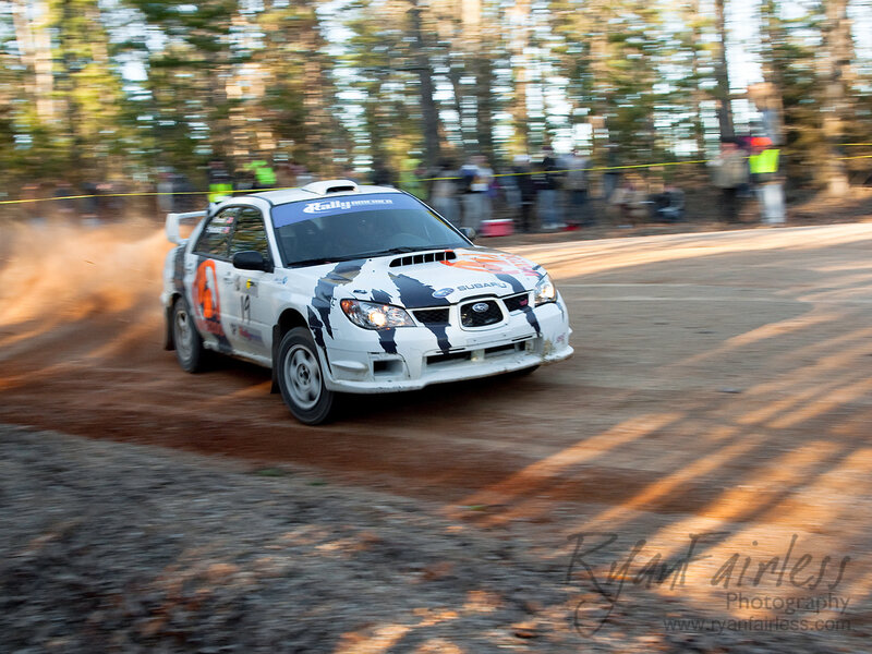 Rally car on dirt track