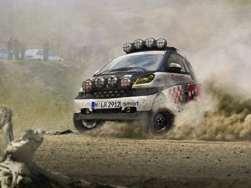 rally car on dirt track