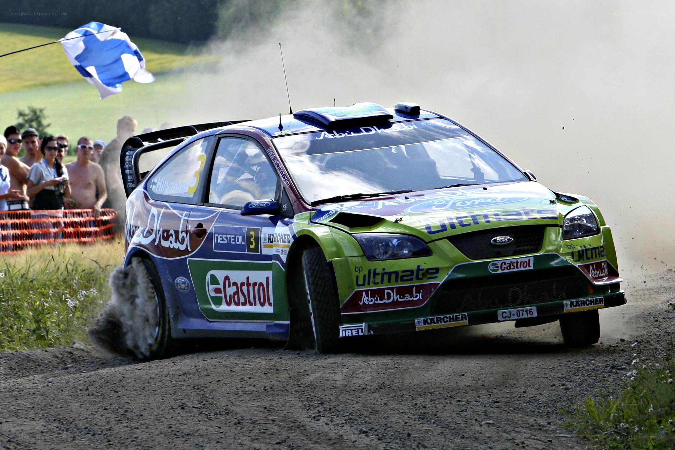 Rally car on dirt track