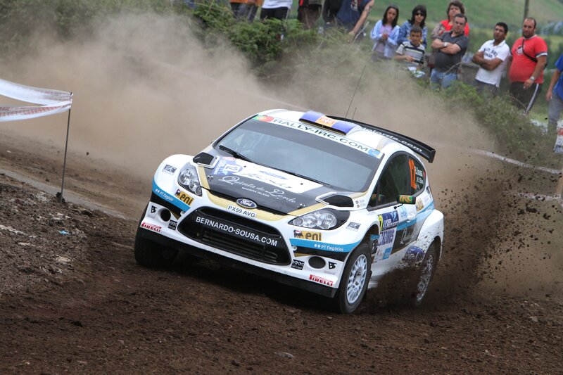 Rally car on dirt track