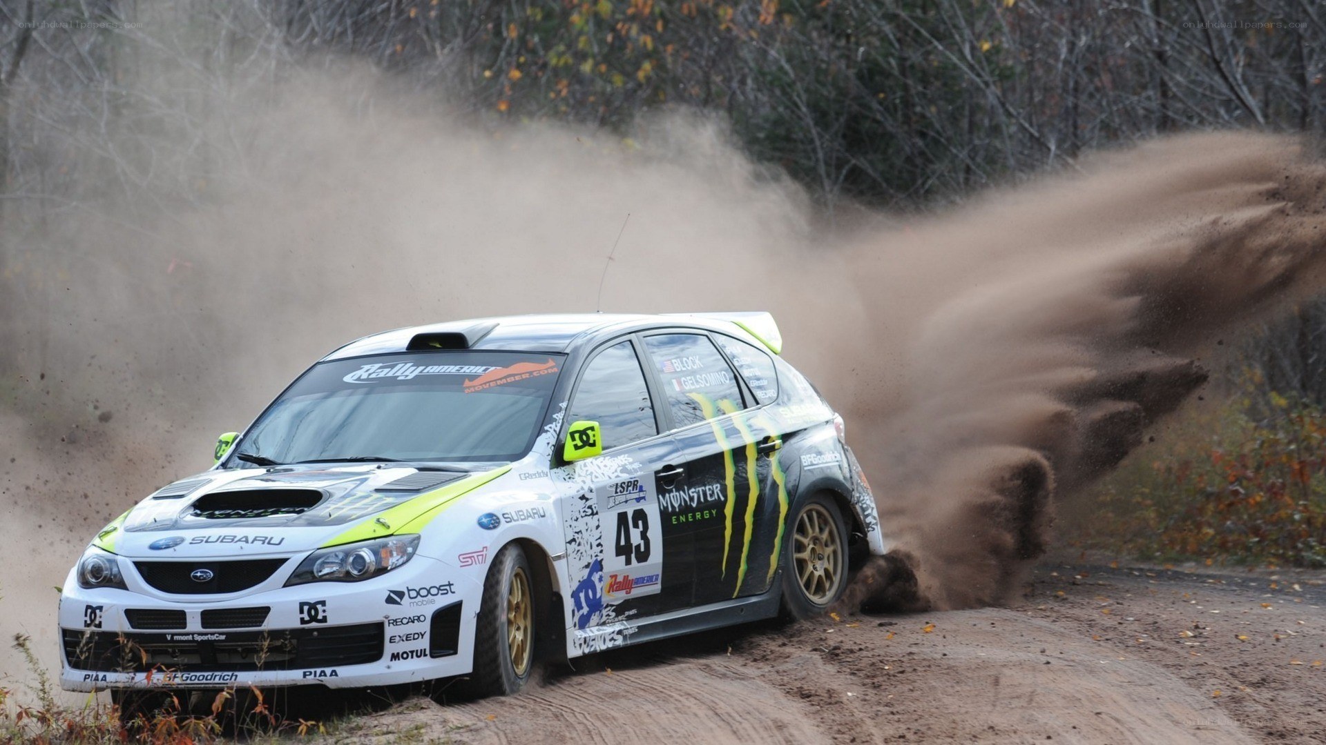Rally car on dirt track