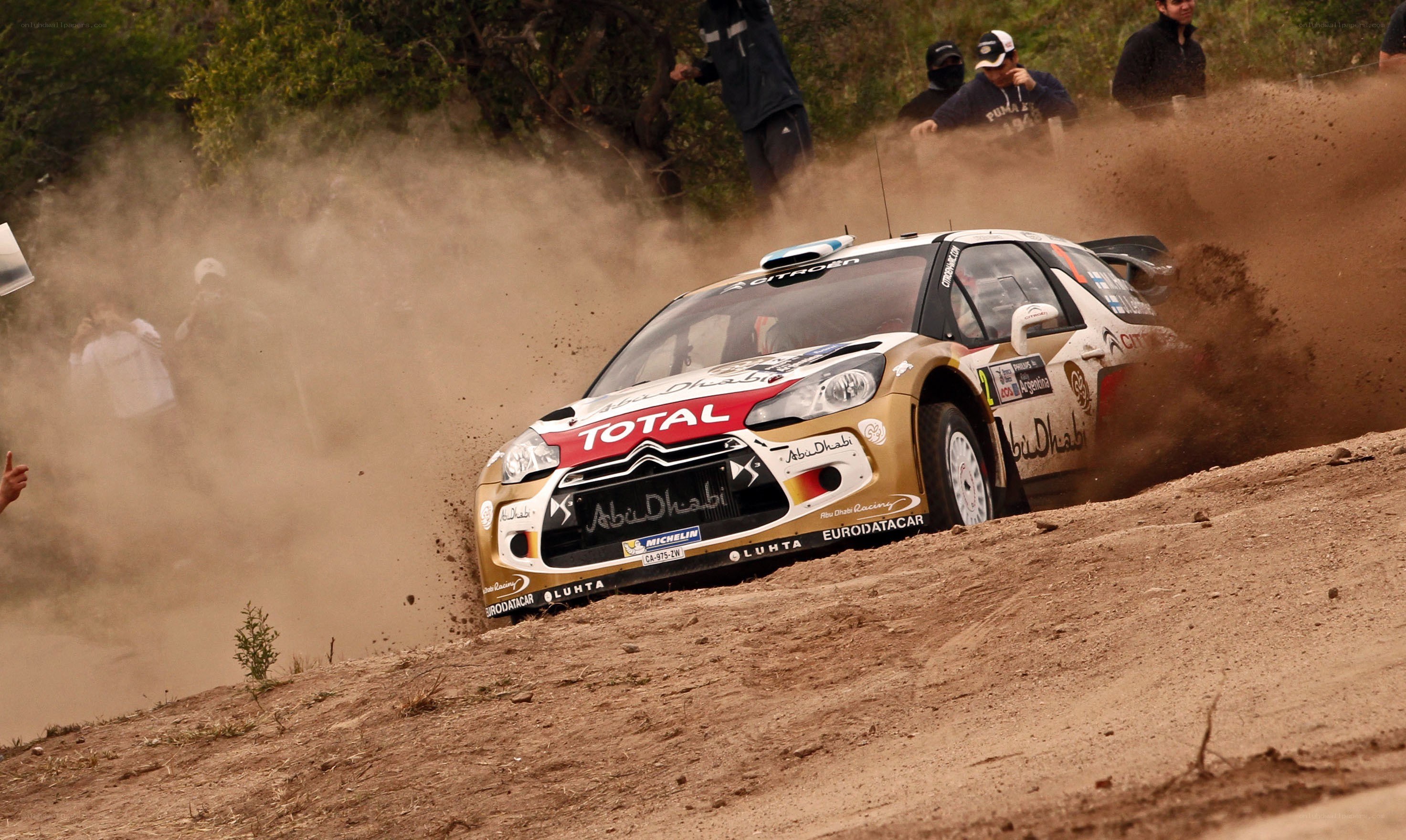 Rally car on dirt track