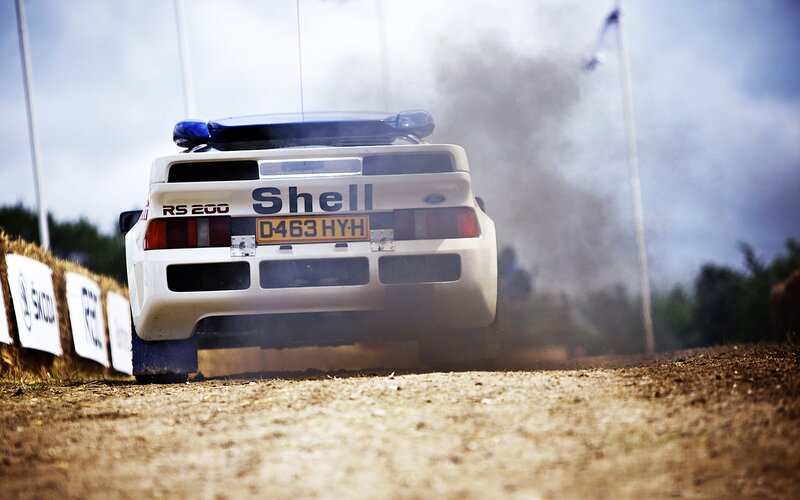 Rally car on dirt track