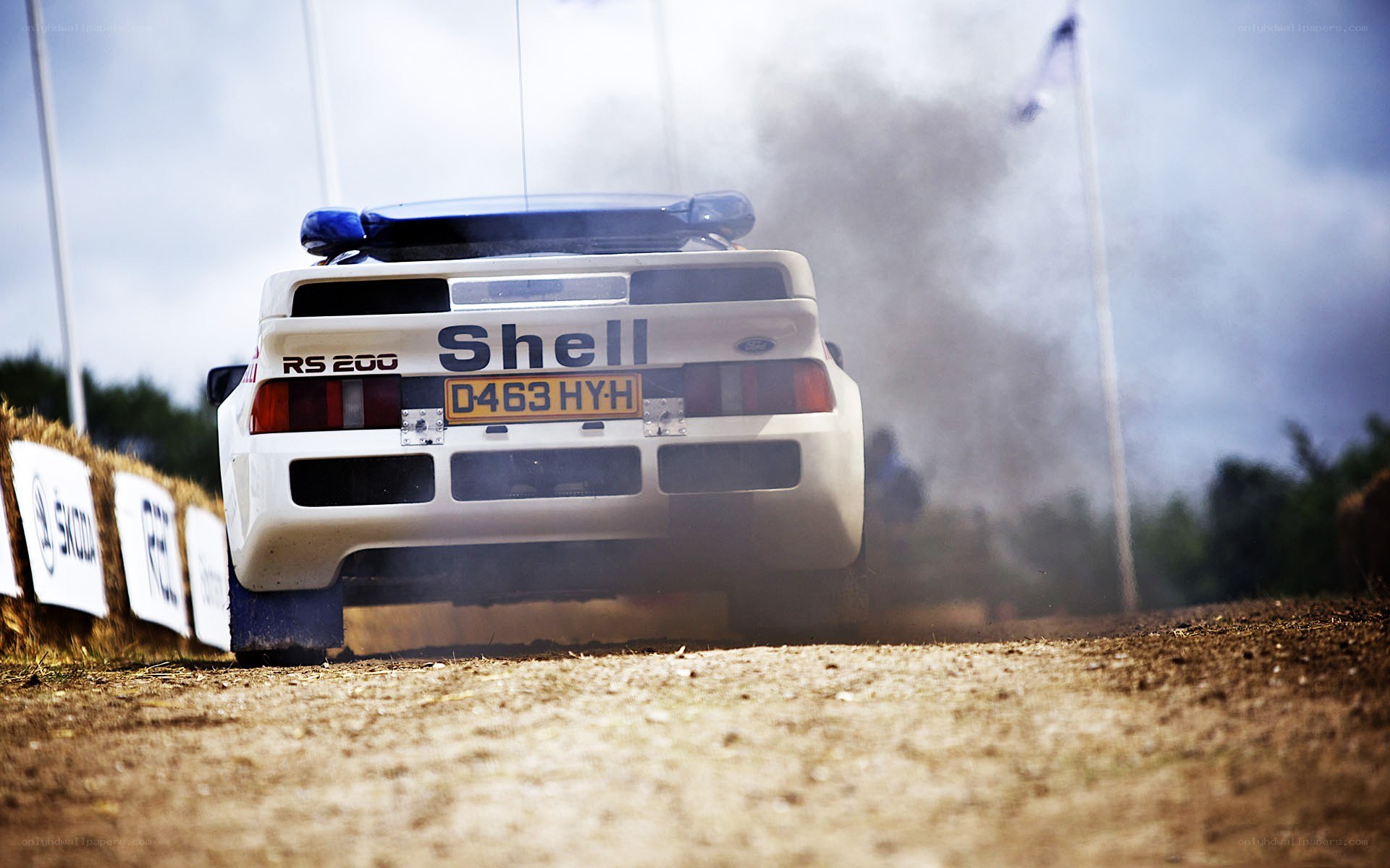 Rally car on dirt track