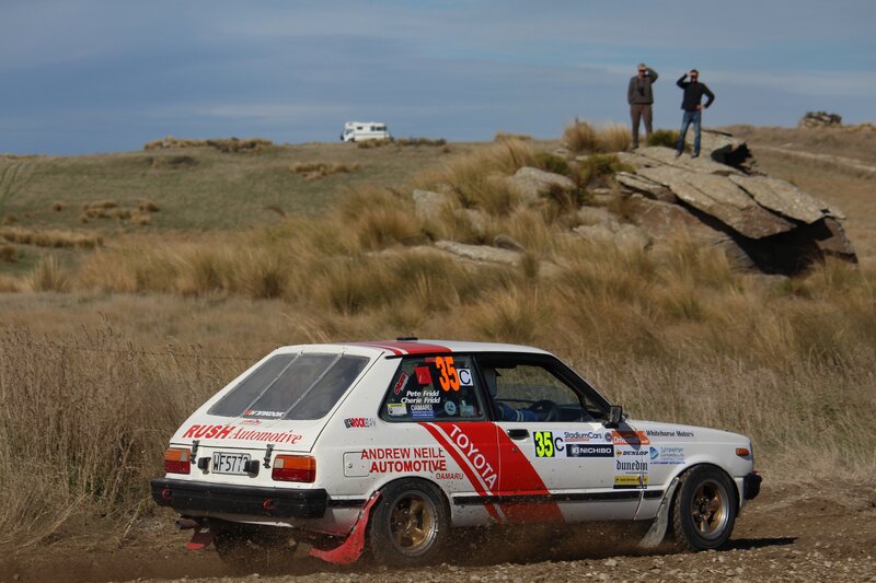 Rally car on dirt track