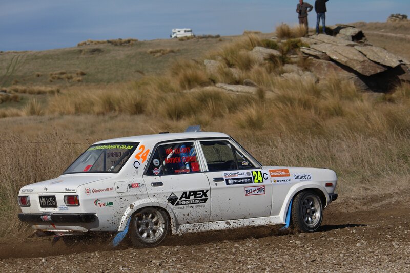 Rally car on dirt track