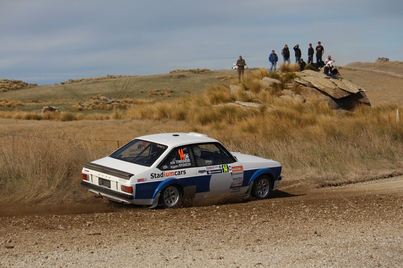Rally car on dirt track