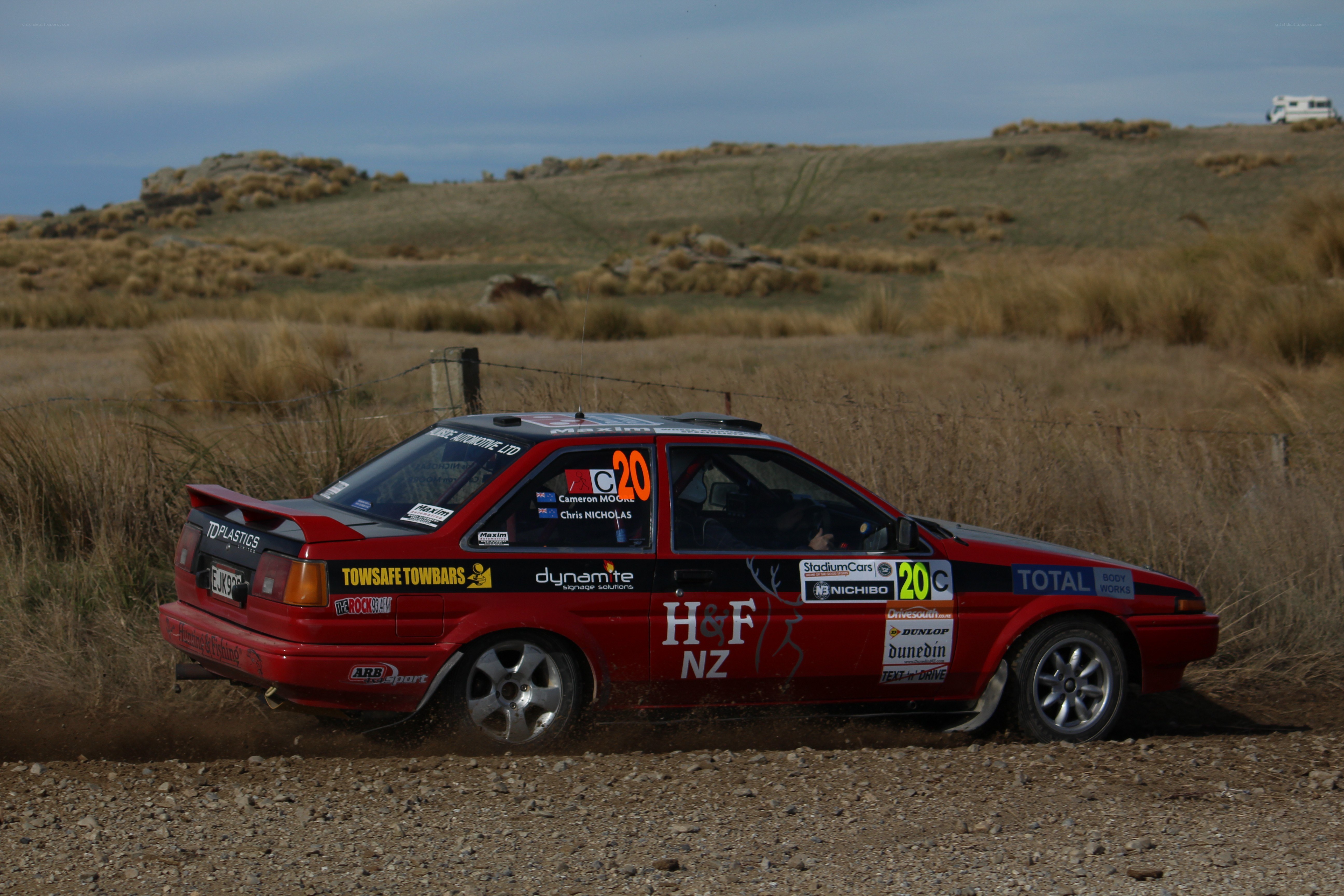 rally car on dirt track
