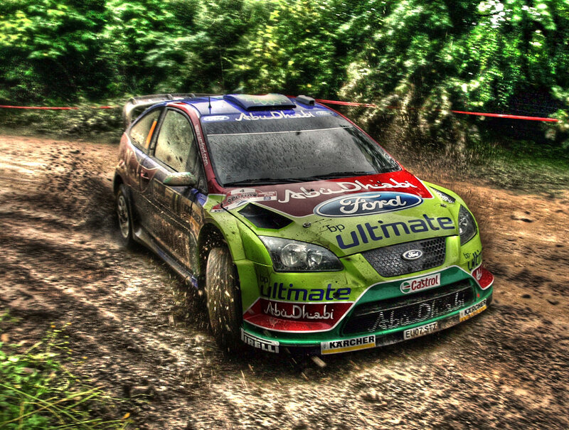 rally car on dirt track